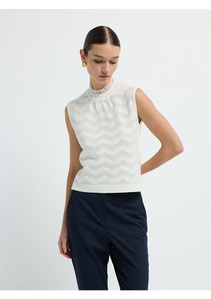 Fırfır Detaylı Triko Bluz Kemik 11545603000 fırsatları