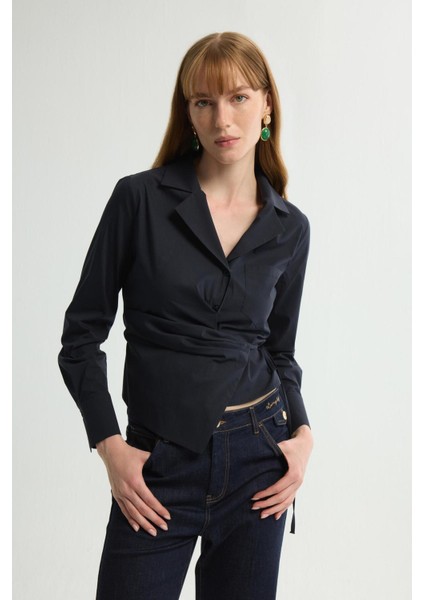 Bağlama Detaylı Gömlek Lacivert 130L9658000