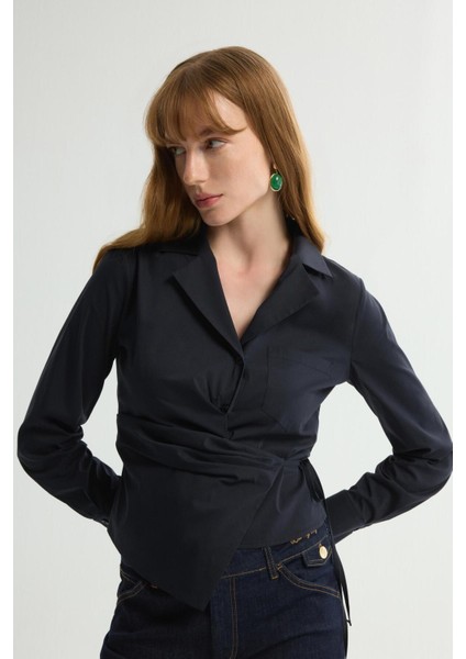 Bağlama Detaylı Gömlek Lacivert 130L9658000 fırsatları