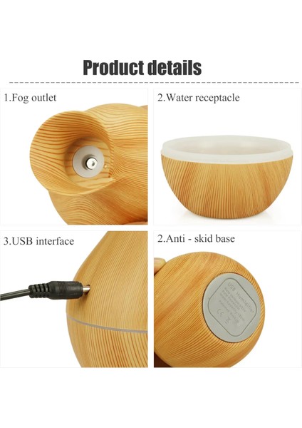 Ambiyans Aydınlatmalı Şık Hava Nemlendirici Buhar Makinası Ultrasonik Bebek Çocuk Odaları Için Humidifer 7 Renk Rgb