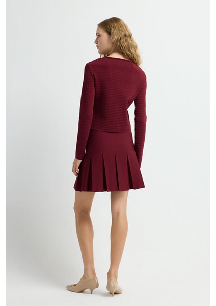 Cep Detaylı Fermuarlı Triko Hırka Bordo 13445591000 indirimleri