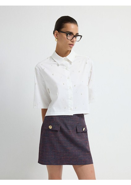 Inci Detaylı Gömlek Beyaz 13044880001