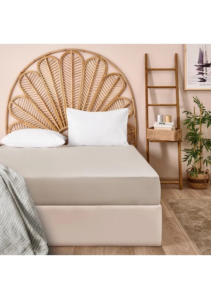 Soft Basic Tek Kişilik Düz Kenar Çarşaf - Bej - 160X240 cm