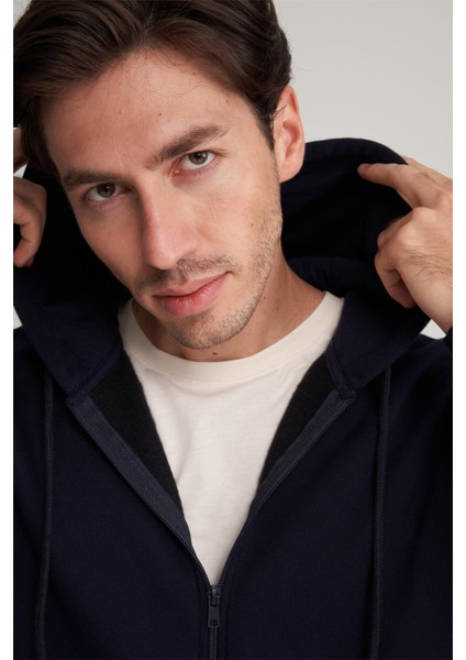 Çetinkaya Mentality 3034 Erkek 3 Iplik Kapüşonlu Fermuarlı Sweatshirt Lacivert fırsatları