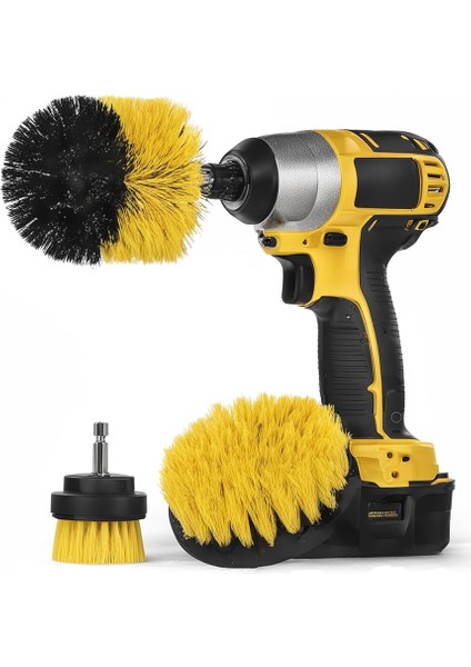 Matkap Ucu Temizleme Fırça Seti 3'lü Çok Amaçlı Temizlik Fırça Seti Matkap Ucuna Takılan Sert Kıllı Fırçalar Banyo Fayans Küvet Lavabo Halı ve Araba Temizliği Için