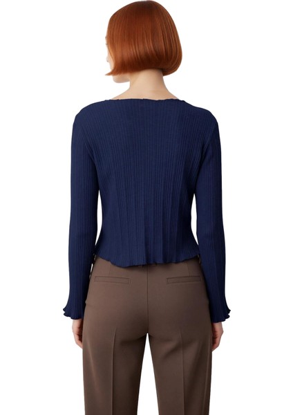 Kadın Vücuda Oturan Düğmeli Esnek Triko Üst Kaliteli Şık Rahat Modern Zarif Günlük modelleri