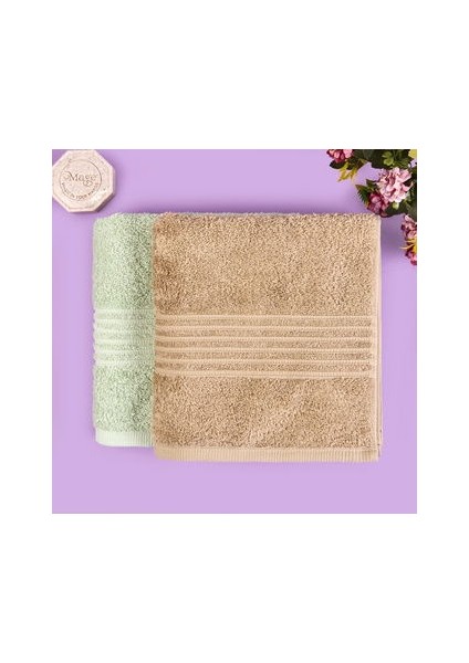 Soft Samantha 2'li Havlu Seti - Mint / Bej - 50X100 cm