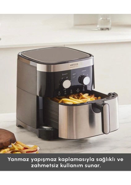 Inox Ekstra Büyük Hacim 8 Kişilik Airfryer, Zaman Ayarlı 9 Litre Kolay Temizleme Özellikli 1900 Watt fiyatları