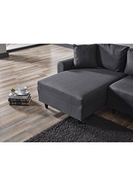 Eviana Corner Flavia Puf Modern Tasarım Rahat Kullanım İçin Şık 80x40 cm Antrasit