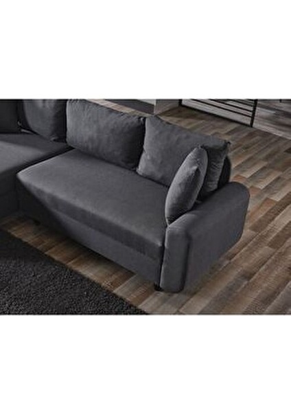Eviana Corner Flavia Puf Modern Tasarım Rahat Kullanım İçin Şık 80x40 cm Antrasit