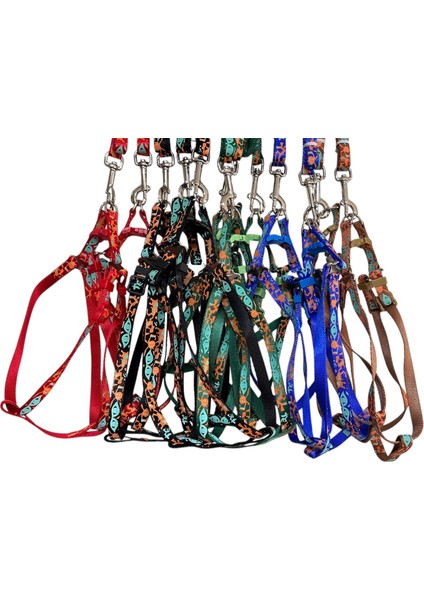 Desenli Kedi & Küçük Köpek Göğüs Tasması Seti – Ayarlanabilir Gezdirme Kayışı ile modelleri