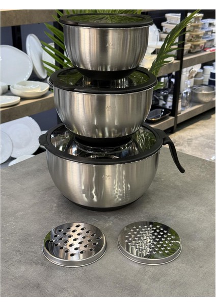 Focus Siyah 8 Parça Rendeli Karıştırma & Saklama Kabı