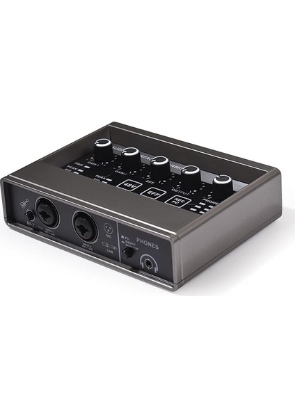 Ses Arayüzü Profesyonel Kayıt Xlr O Arayüz Dsp Reverb 48V Phan Güç Ses Kartı 16BIT/48KHZ Çözünürlük Müzik Kaydı Için Tak ve Çalıştır Çevrimiçi Karaoke Vokal Kaydı