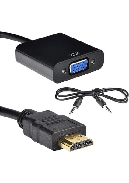 4488 HDMI To VGA Kablo Çevirici Dönüştürücü + Ses Destekli