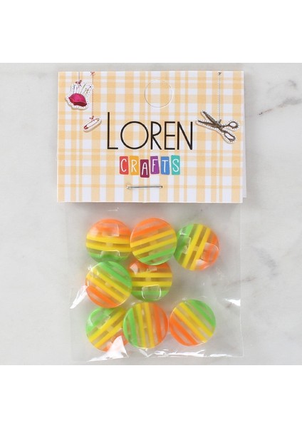 Loren Crafts 8'li Desenli Düğme - 1083