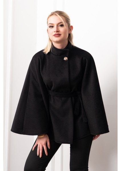 Kaşe Kuşaklı Dik Yaka Panço 2626