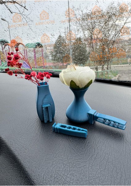 4'lü Set Araç İçi Dekorasyon Araç Süsü Mini Saksı