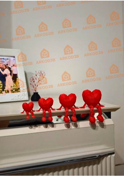 4'lü Sevimli Kalp Seti-3d Özel Tasarım modelleri