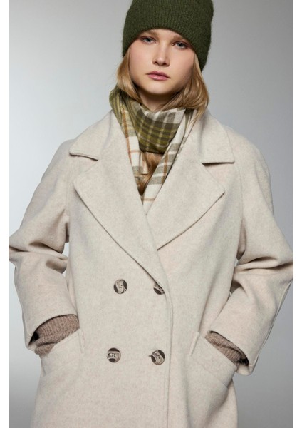 Kruvaze Yaka Cep Detaylı Kaşe Kaban fırsatları