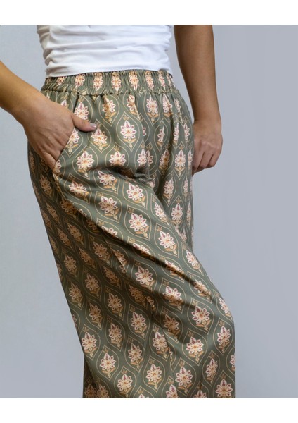 %100 Pamuk Desenli Saten Cepli Pantalon | Hafif & Rahat Tasarım| Gots Sertifikalı
