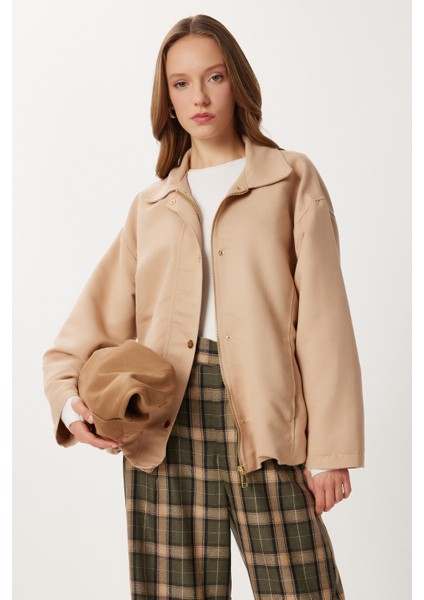Oversize Suni Süet Bomber Ceket LAN0081 Bej fiyatları