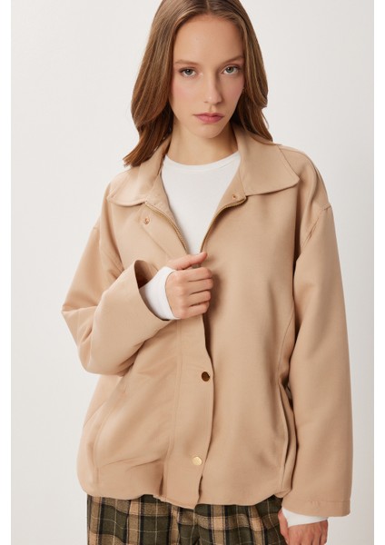 Oversize Suni Süet Bomber Ceket LAN0081 Bej fırsatları