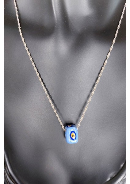 925 Ayar Gümüş Nazar Boncuklu Singapur Zincir