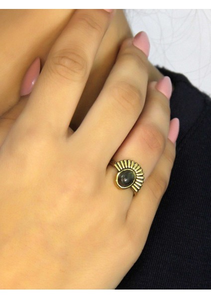 Doğal Taş Labradorit Doğal Taşlı Antik Model Kadın Ayarlanabillir Yüzük EUY82LBT fiyatları