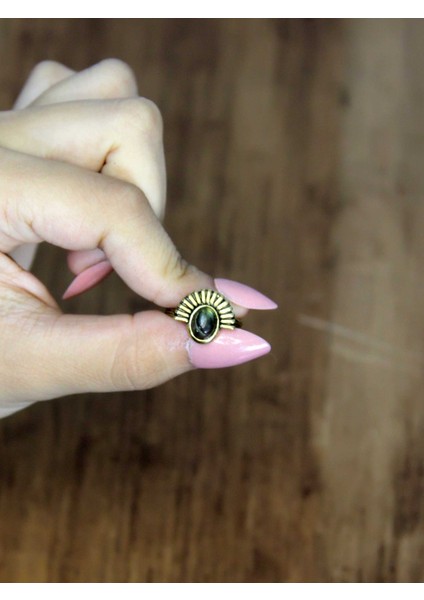 Doğal Taş Labradorit Doğal Taşlı Antik Model Kadın Ayarlanabillir Yüzük EUY82LBT modelleri