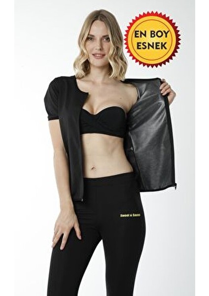 Termal Siyah Spor Kısakollu Fermuarlı Üst Kadınlar İçin Hafif Esnek Tasarım