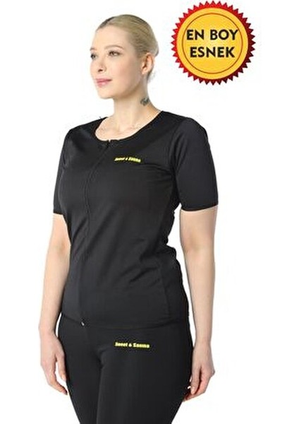 Termal Siyah Spor Kısakollu Fermuarlı Üst Kadınlar İçin Hafif Esnek Tasarım