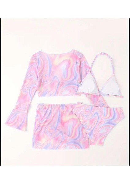 Mayoo Bikiniii Takımı Etek Büstiyer Renkli Pembe Renkli Genç Kız Çocuk Plaj Giyim fiyatları
