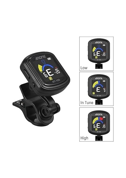 AT-105 Şarj Edilebilir Clip-Tuner Renk Ekran Dahili Pil Kromatik Gitar Bas Ukulele Keman Için indirimleri