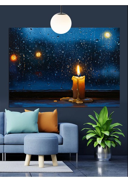 Mum Işığı Karanlık Gece Manzarası Dekoratif Kanvas - Mdf Ahşap Tablo fiyatları