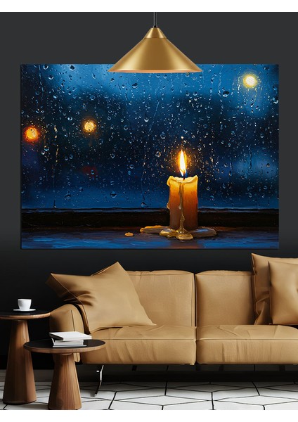 Mum Işığı Karanlık Gece Manzarası Dekoratif Kanvas - Mdf Ahşap Tablo modelleri