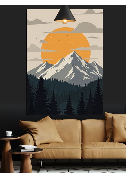 Japon Tarzı Güneş ve Fuji Dağı Dekoratif Kanvas - Mdf Ahşap Tablo fiyatları