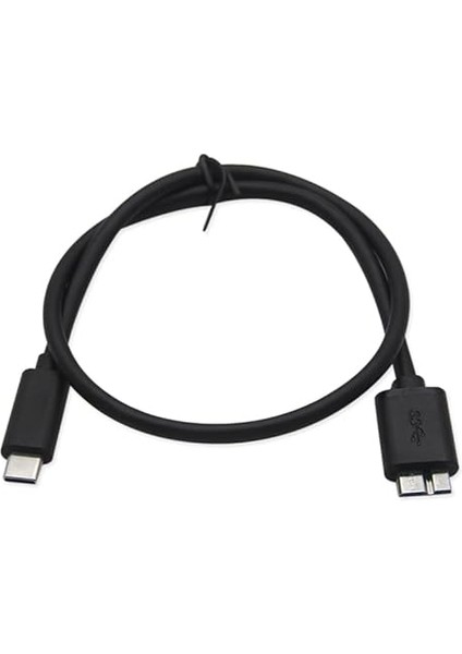 Type C To Micro B 3.0 Kablo 1 Metre Siyah Renk Hızlı Veri Aktarım Kablosu Micro B Harici Harddisk Kablosu