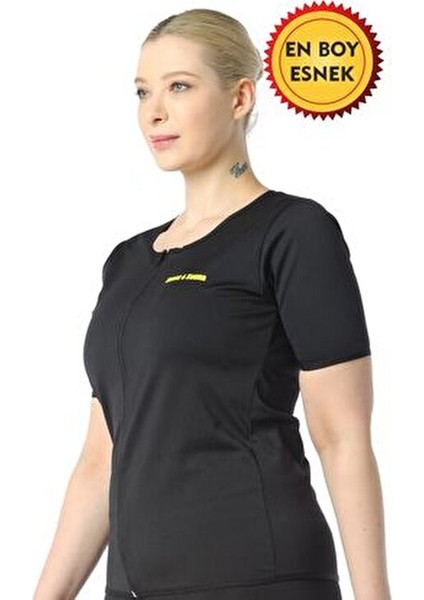 Termal Siyah Spor Kısakollu Fermuarlı Üst Kadınlar İçin Hafif Esnek Tasarım