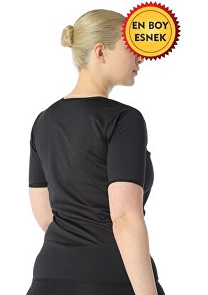 Termal Siyah Spor Kısakollu Fermuarlı Üst Kadınlar İçin Hafif Esnek Tasarım