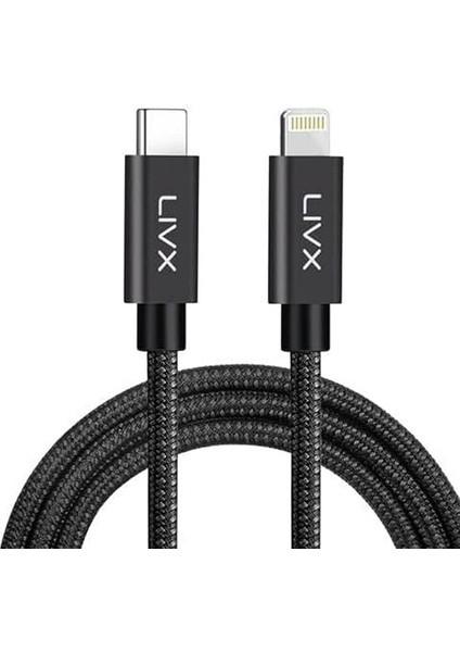 Horizontal 20W Type C To Lightning iPhone iPad Hızlı Şarj ve Data Kablosu Space Gray Brt (50 Cm)