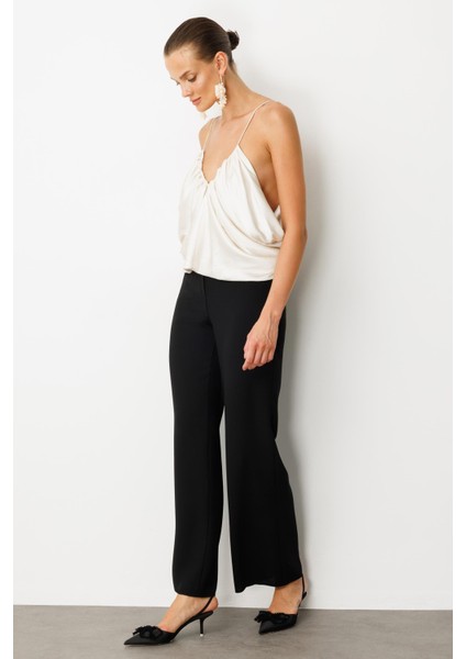 Bol Paça Krep Pantolon-Siyah