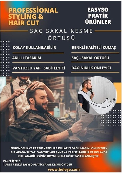Renkli Pratik Evde Saç Sakal Tıraş Önlüğü Hijyenik Sakal Kesme Örtüsü Traş Önlüğü Siyah Ipli Tela Kumaş Ergonomik Önlük fırsatları
