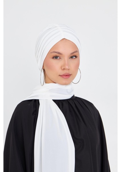 Krem Pratik Hazır Geçmeli Tesettür Bone Sandy Kumaş Atkılı 2204_40