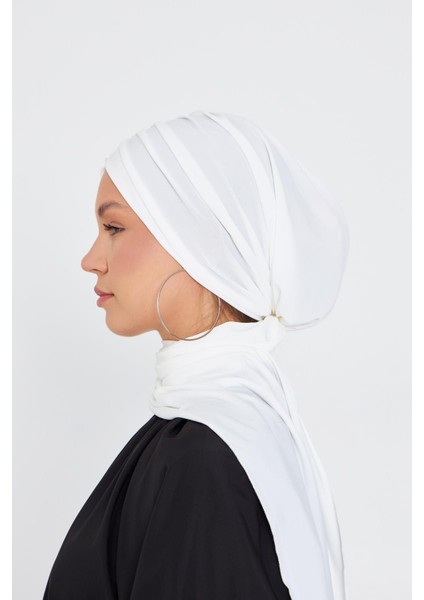 Krem Pratik Hazır Geçmeli Tesettür Bone Sandy Kumaş Atkılı 2204_40