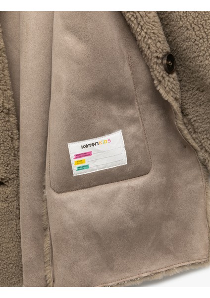 Uzun Kollu Cep Detaylı Düğmeli Gömlek Yaka Polar Kaban fırsatları