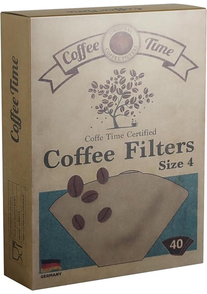 Time Sertifikalı Filtre Kahve Kağıdı Coffee Filters 1/4 4 Numara 40'lı Paket
