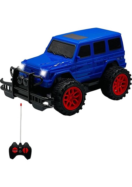 Uzaktan Kumandalı Pilli Full Fonksiyon Işıklı Drift Atabilen Offroad Yüksek Teker Araba Jeep, Kutulu ve Dayanıklı Malzeme (Mavi)