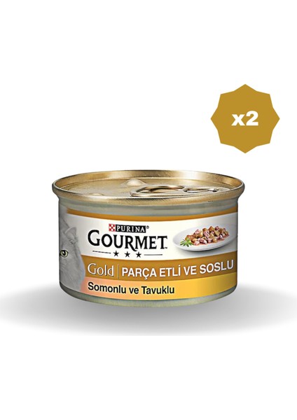 Gourment Gold Parça Etli ve Soslu Somon Tavuk 85 gr - (2 Adet)