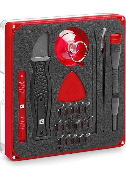 Einhell 28 Parçalı Hassas ve Elektronikçi Tamir Seti (Hassas Uçlar, Tornavida Uç Tutucu, Eğimli Cımbız, Plastik Açma Aparatı, Levye, Açma Aleti, Açma Kazıyıcı, Plastik Vantuz) - 49115020