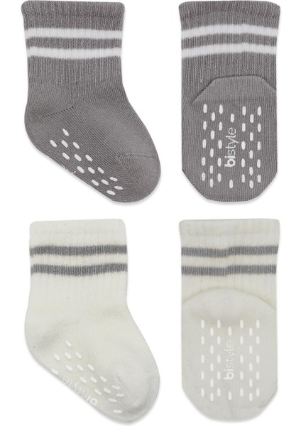 2li Çemberli Kaymaz Soket Çorap 10125 Gri Ekru fiyatları